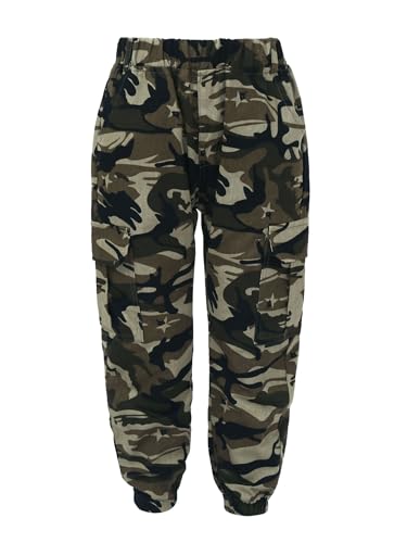 Hularka Kids Boys Camouflage Print Joggers Cargo Pants Outdoor Hiking Camping Trousers Sweatpants Bottoms Overall