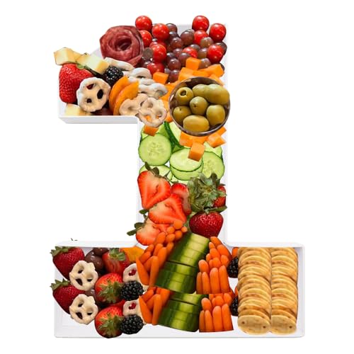 14 Inch Cardboard Number Fillable Shaped Charcuterie Board Tray Decorative Box Birthday Treat (Number 1)