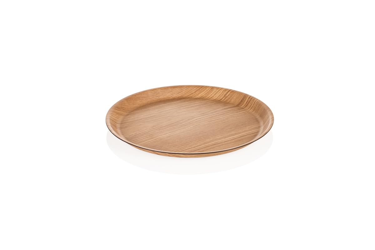 3 bandejas antideslizantes para gastro, aspecto de madera, diseño escandinavo, redondas, diámetro de 24 cm