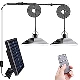 Solarlampen für Außen mit Fernbedienung,Beinhome Solar Hängelampe 400Lumen mit 3M Kabel*2,Licht Sensor,IP65 Wasserdicht,120°Verstellbarem Solarpanel,3 Modi,für Garten Camping Hühnerstall Gewächshaus