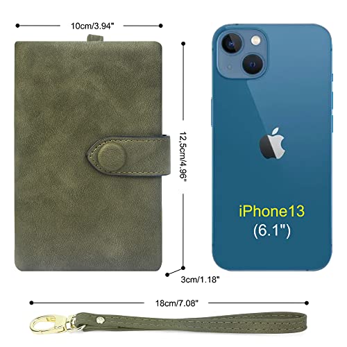 RFID Blocking Wallets for Women, Large Capacity Soft Leather Womens Small Wallet with Wrist Strap (Olive Green)4
