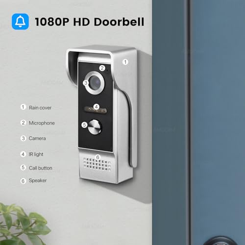 1080P Video Intercom System, Wired VideoDoorbell HD Camera with 7 Inch Monitor, 4-Wire VideoDoor Phone Intercom Panel Kits Support Unlock, Monitoring, 2-Way Audio for Villa Home Office Apartment thumbnail 3