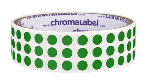 ChromaLabel 1/4 Inch Circle Sticker Labels, Easy to Write On Sticker Dots, Permanent Color Coding Labels - 1000 Sticky Dots per Roll, Green Dot Stickers