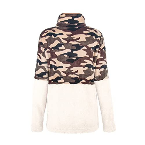 BDCUYAHSKL Herfst en winter casual mode vrouwen revers camouflage print stiksels knopen lange mouwen pluche trui jas… - Image 5