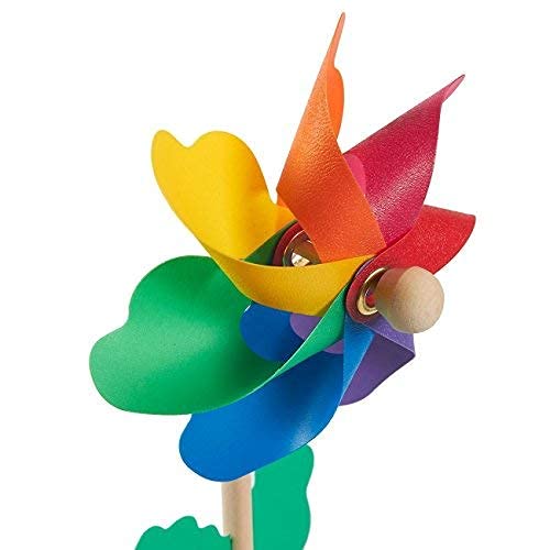 Blue Panda 12-Pack Rainbow Flower Pinwheels For Yard And Garden, Outdoor Pin Wheel Pride Decorations, Wind Spinners, Party Favors For Kids, Lawn Decor (11.2 In) #TOP6