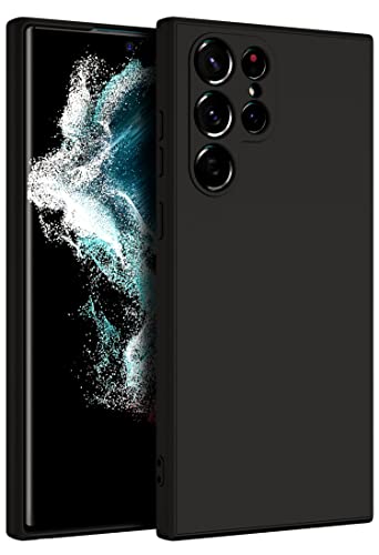 Image of Kapa Matte Lens Protective Back Cover for Samsung Galaxy S22 Ultra, Slim Silicone with Soft Lining Shockproof Flexible Full Body Bumper Case (Black)