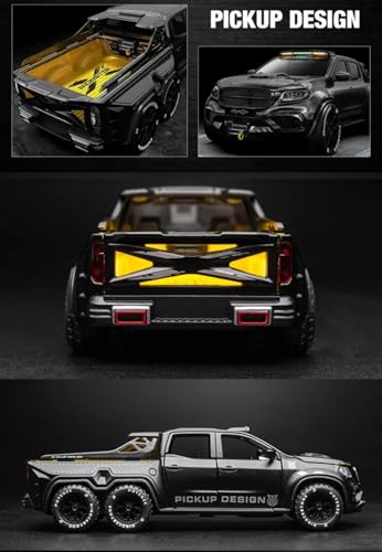 Image of Scale Exclusive Alloy Metal Pull Back | Die-cast Car Model with Sound Light Mini Auto Toy for Kids Metal Model Toy Car with Sound and Light (1.28 Scale-6 * 6 AMG Pickup-Black)
