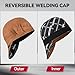 ARCCAPTAIN Reversible Welding Cap with Elastic Retractable Band, 8 Panel Protective Welders Cap, 10 oz Fireproof Cotton Comforts for Safety and Protection While Welding to Men Women, 7 1/4, Khaki