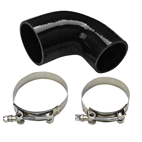 BETTERCLOUD 3.5"-4" 90 Degree Elbow Black 4-Ply Turbo/Intake/Intercooler Piping Silicone Coupler Hose & T-Clamp