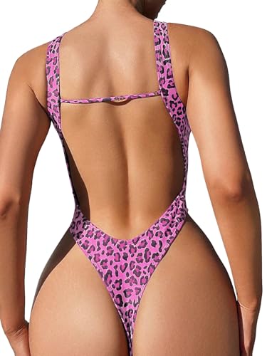 Image of Foxiny Sexy Backless Cheeky High Cut Leg Thong V Neck One Piece Swimsuit