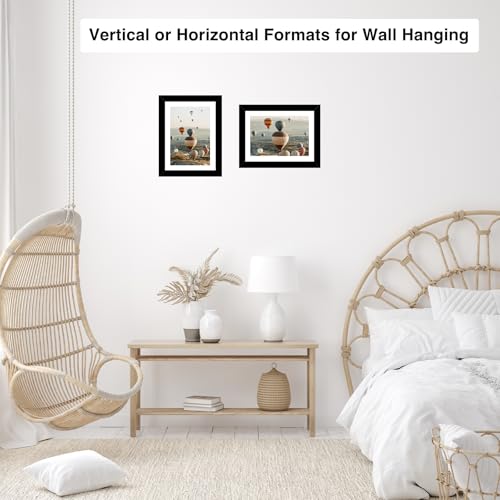 Image of 5x7 Picture Frame Black with 4x6 Mat for Wall Hanging or Tabletop, Display Photo 4x6 with Mat or 5 x 7 Without Mat, 5 by 7 Wall Gallery Poster Photo Frame with Shatter Resistant Plexiglass, Black