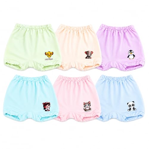 Image of 100% Cotton Baby Bloomers | Unisex Printed Bottoms for Infants & Toddlers | Soft & Comfortable | Elastic Fit Designs - Pack of 6 Multicolour