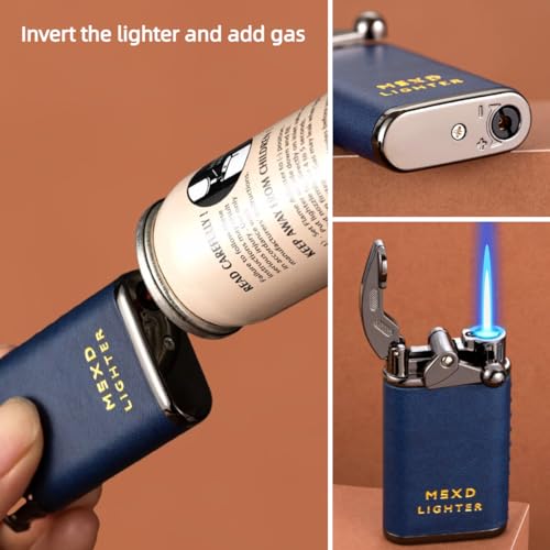 Encendedor mini butano con llama recta a prueba de viento rojo miniatura 3