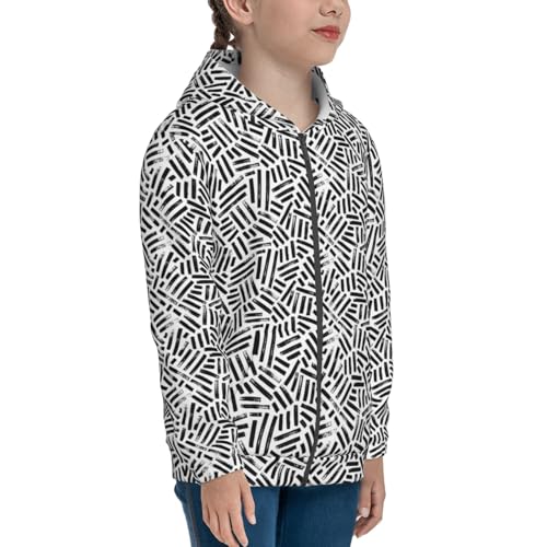 Weave Geometric Kids Pullover Hoodies Boys Zip Up Sweatshirts Girls Athletic Clothes with Pocket4