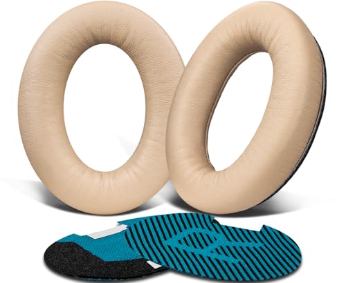 Almohadillas de piel para auriculares Bose, repuesto compatible con modelos QuietComfort 15, QC25, QC2, QC35, Ae2, Ae2i, Ae2w, SoundTrue y SoundLink en beige brillante miniatura 1