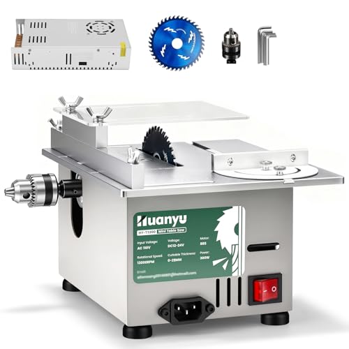 Huanyu Mini Table Saw 300W Precision Liftable Blade Hobby Saws Woodcrafts 1.14' Cut Depth...