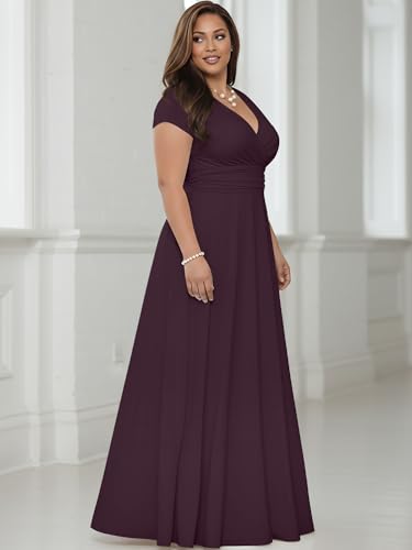 Image of KOH KOH Womens 2026 Sexy Cap Short Sleeve V-Neck Flowy Cocktail Gown