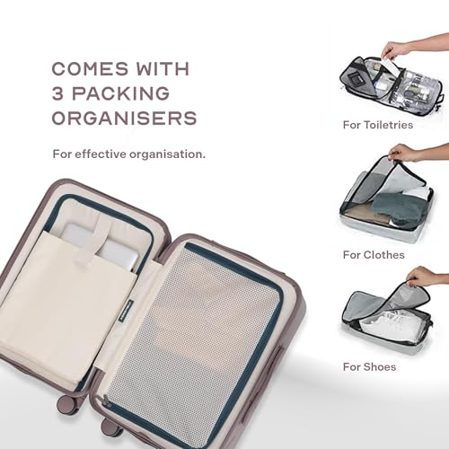 Image of Assembly Large Check-in Suitcase with Expandable Design & TSA Lock, Spacious + Expandable Polycarbonate Hard Shell Luggage for Long Holidays with up to 8L Extra Space, Brown, 28-Inch