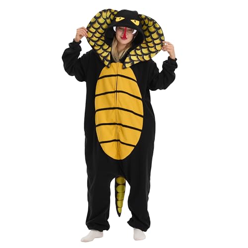 Supodon Adult Onesie Pajamas Unisex Cute Animal Costume Cosplay Halloween Jumpsuit Sleepwear for Women Men (US Alpha X-Large Regular Regular cobra)