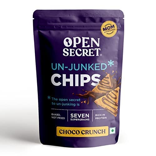Open Secret Unjunked Chocolate Crunch Supergrain Chips (45g) - 1 On-the-go packs - No Added Maida | Baked | Healthy & Tasty Snacks Food for Kids, Adults & Family | Not Fried | Diet Snack Combo