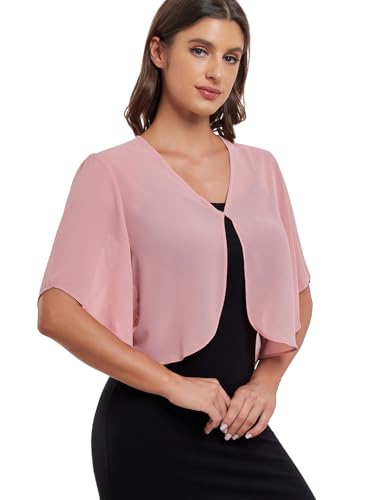 SURVODJA Cardigan corto da donna in chiffon leggero