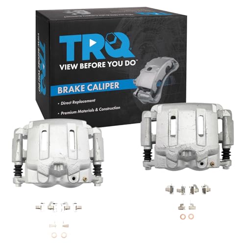 Image of TRQ Front Driver and Passenger Side Brake Caliper Set Caliper Brackets Hardware Compatible with 05-12 Ford F-250 Super Duty, 05-12 Ford F-350 Super Duty with Single Rear Wheels SRW