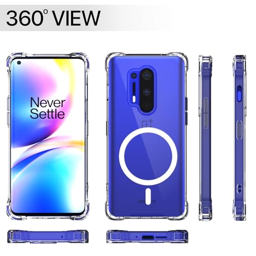 Image of Pikkme Back Cover for OnePlus 8 Pro Mag-Safe Shockproof PC + TPU Protective Case Magnetic Support Bumper Case (Transparent Mag-Safe)