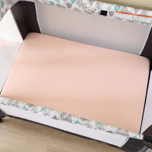 Image of david's kids Muslin Mini Crib Sheets, 2 Pack Cotton Pack N Play Sheets for Girls, Soft Breathable Baby Sheets Fit Pack N Play, Playard and Mini Crib Mattresses, Rainbow