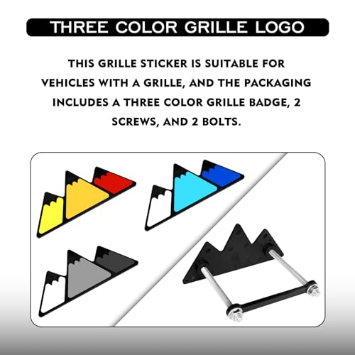 Image of Tri-Color Grille Emblem, Car Bumper Triangle Snow Mountain Badge Decal, Front Grille Decoration Accessories for Ford Tacoma 4Runner Tundra Sequoia Rav4 Highlande(Blue)