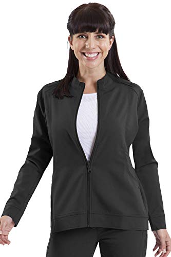 healing hands Purple Label Women's Dakota 5038 Zip Up Scrub Jacket Scrubs- Black