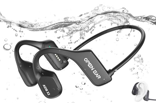 XINSRE Cuffie Conduzione Ossea, Cuffie da Nuoto Impermeabili IP68 Memoria MP3 da 16GB, Auricolare Sportivo Bluetooth 5.3 Auricolari A Orecchio Aperto Auricolari Subacquei per Nuoto, Sport, Ciclismo