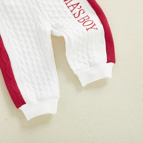 Image of Babieshouse Newborn Baby Boy Clothes Mamas Boy Bear Embroidery Long Sleeve Romper Pants Set Fall Winter Outfits 3-18 Months