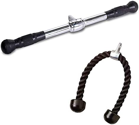 FITNESS MANIAC Máquina de accesorios de gimnasio en casa, cuerda de tríceps de doble extremo, asas de agarre de goma, accesorios de barra de barra,