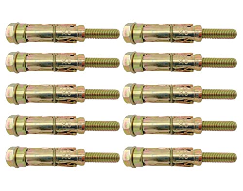 Tradeals 10 Piece M8 x 75mm Expansion Bolts Rawl Plugs Concrete Screws Ground Anchor Bolts For Use On Concrete Solid Brick Dense Blocks and Natural Stone