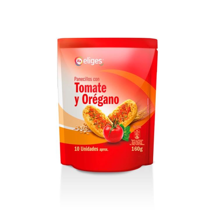 IFA ELIGES - Panecillos Tostados con Tomate y Orégano, Con Aceite de Girasol Alto Oleico (7%), Sabor Pizza Mediterránea, Snack Crujiente, Bolsa 160g (Fabricado en España)