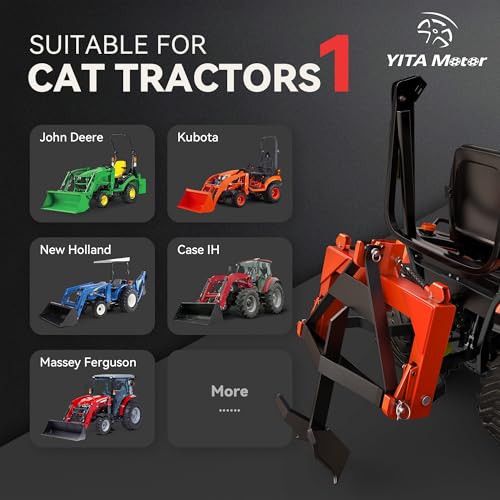 Image of YITAMOTOR 3 Point Quick Hitch with Upgrade Versatile Adapter & 2 inch Receiver for Category 1 Tractors, 3000 lbs 3-Pt Trailer Hitch Attachment with 5 Level Adjustable Bolt (Orange)