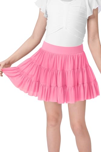 Girls Summer Ruffle Pleated Tennis Skirt Inner Shorts Flowy Cute