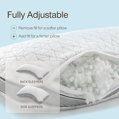 Coop Home Goods Eden Crescent Bed Pillow for Side & Back Sleepers, Queen Size, Adjustable Medium Soft Memory Foam Pillow with Cooling Gel & Ergonomic Crescent Shape, CertiPUR-US/GREENGUARD Gold