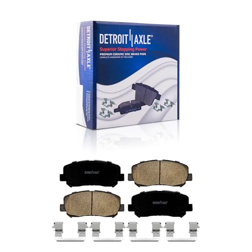 Image of Detroit Axle - 10pc Brake Kit for 2013 2014 2015 Mazda CX-5, Drilled Slotted Disc Brake Rotors Ceramic Brakes Pads with Hardware Replacement: 11.69 inch inch Front and 11.93 inch inch Rear Rotor