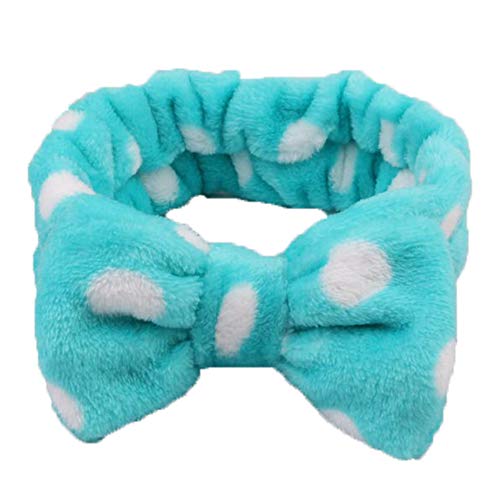 Aland Headwrap,Cute Big Bowknot Coral Fleece Headband Women Face Washing Elastic Hair Band Sky Blue