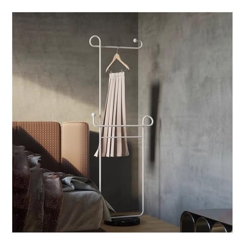 Toallero de baño pie con diseño vertical blanco para ropa y abrigos 6