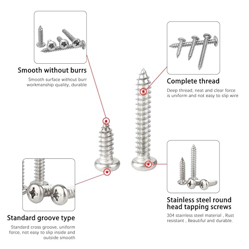 Indprod 2023122000000016 #8X3/4 Inch Wood Screw, 304 Stainless Steel Round Head Screws thumb #6