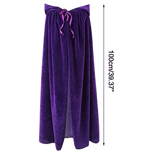 discoball Kinder Halloween Umhang mit Kapuze Vampir Kostüm Lang Satin Samt Cape Unisex Kapuze Karneval Fasching Cosplay Party Einheitsgröße für Kinder von ca. 8-10 Jahre (Lila)