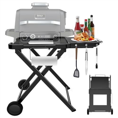 Lasado Grill Stand for Ninja Heavy-Duty Foldable Outdoor Grill Table Compatible with Ninja Woodfire Grills Pizza Ovens & Blackstone 19/22 Inch Griddles