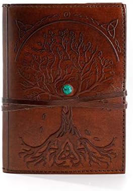 Leather Journal Refillable Lined Paper Tree of Life Handmade Leather Journal/Writing Notebook Diary/Bound Daily Notepad for Men & Women Medium, Writing pad Gift for Artist, Sketch (7 X 5)