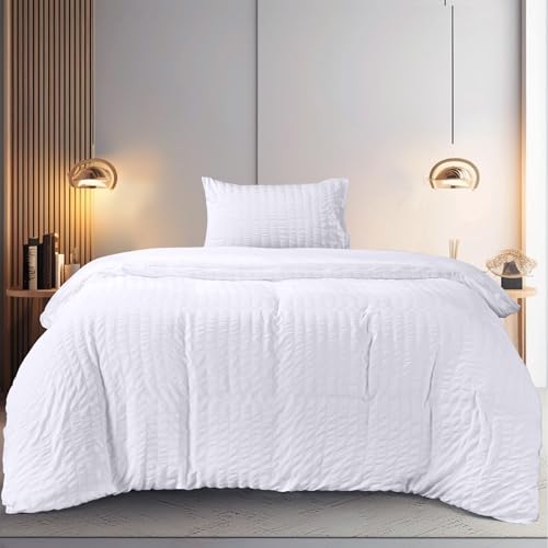 Utopia Bedding Seersucker Single Duvet Cover (White)