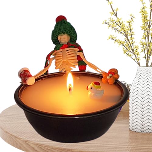 Bougie d'Halloween squelette gothique à combustion longue pour décoration effrayante
