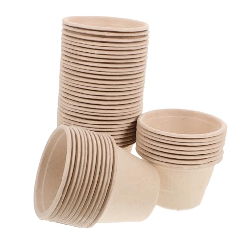 LOORGVEL 50個 使い捨てパルプアイスクリームカップ 軽量多用途デザートボウル ムース対応 店舗 パーティー向け環境配慮型食品容器