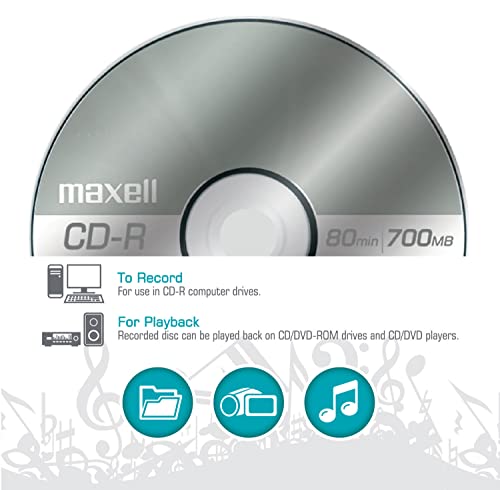 Maxell 648200 CD-R 700 100PC Recordable Discs 48X 700MB 80 Min Spindle 100 Pk