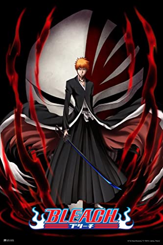 Laminated Bleach Poster Anime Merch Manga Ichigo Merchandise Series Comic Art Action Character Swords Ichigo Kurosaki Soul Reaper Viz Media Japanese Animation Poster Dry Erase Wall Art 16x24